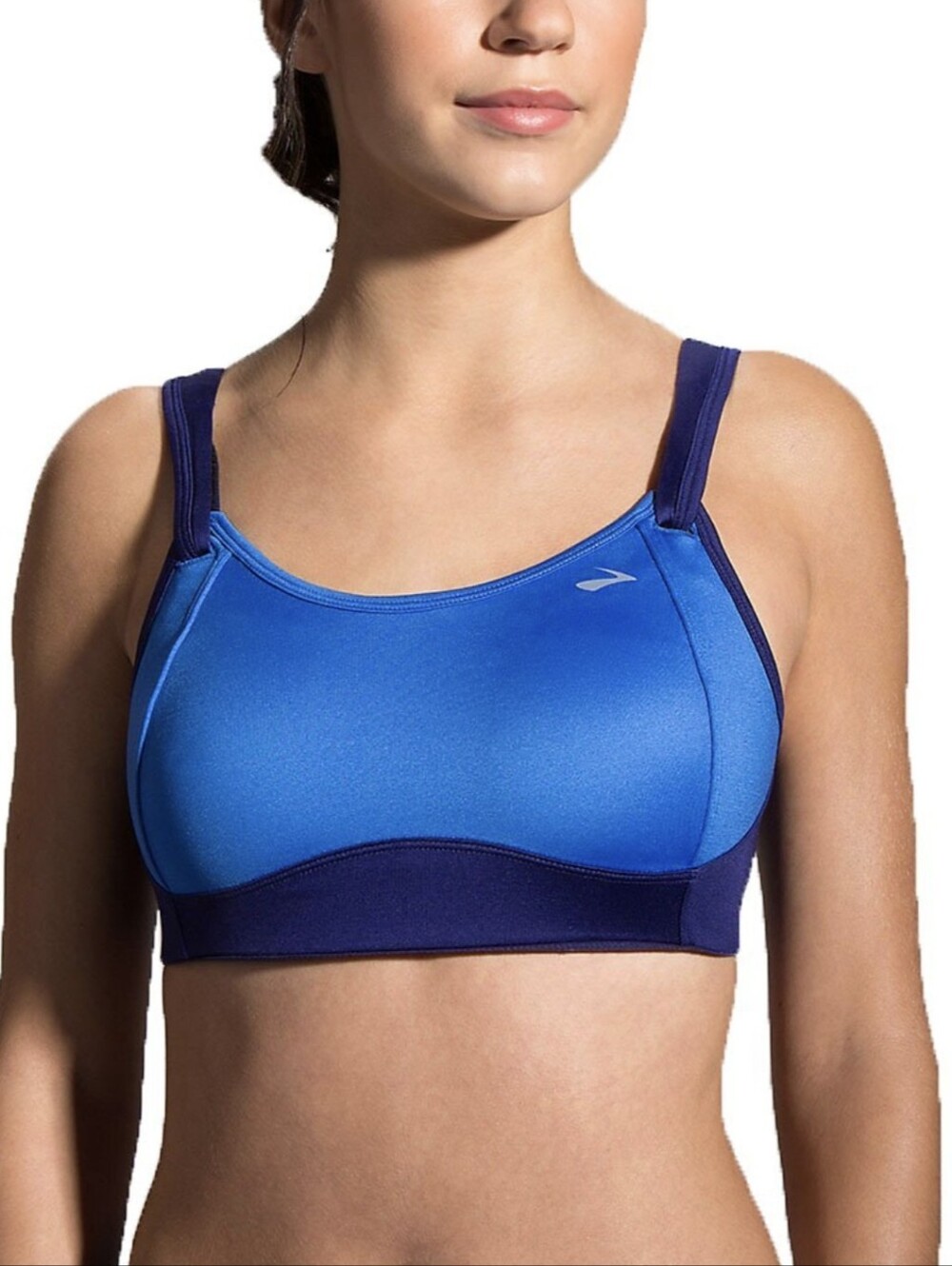 Brooks Fiona Women's Blue Two-Tone Mid-impact Sports Bra Sz 40C Wire Free NWT
